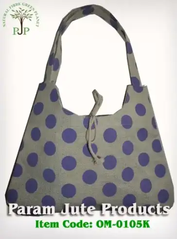 Polka Printed Jute Designer Bags